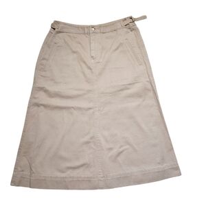 Ralph Lauren 100% Cotton Beige Tan Midi A-line Women's Skirt W/Hand Pock…